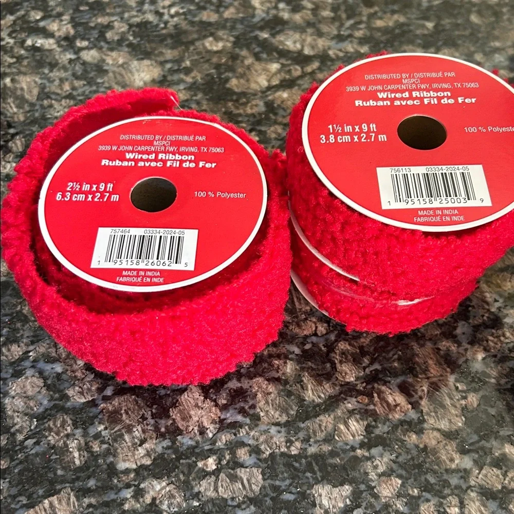 CELEBRATE IT FAUX FUR SHERPA WIRED RIBBON LOT OF 3 NWT